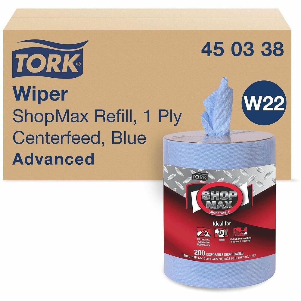 TRK450338 - Tork Heavy Duty Centerfeed Paper Towel W22: Tork Heavy Duty Centerfeed Paper Towel is a cost-effective, reusable centerfeed towel strong enough to lift grease and grime-yet gentle enough for hands and face. The industrial paper towels absorb oil and water and stay strong even when wet, making them a good replacement for rental shop towels. They can be used alone or as a refill for Tork W22 Centerfeed Dispensers, so you can keep them easily accessible in your facility. Advantages at a glance: + Excellent oil and water absorption + Heavy duty but gentle enough for hands and face + Reusable, stays strong even when wet + Self-dispensing or use as a refill for Tork W22 Centerfeed Dispensers Compatible with Tork W22 dispensers. More from the Manufacturer