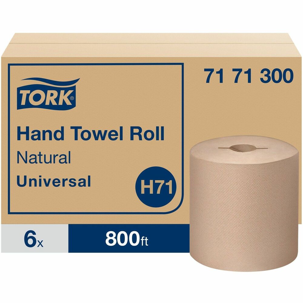 TRK7171300 - Universal Hand Towel Rolls provide your restroom with cost-efficient towels that are made from recycled and post-consumer waste for a toweling method that is less harmful to the environment. They are Green Seal certified and exceed EPA guidelines. One-ply, high-capacity rolls are suitable for facilities such as healthcare, manufacturing, industrial, educational and other high-traffic areas. 7-1/2" extended length is cost-effective and helps reduce waste. FSC-certified rolls are compatible with Tork Electronic Hand Towel Roll Dispenser and Tork Manual Hand Towel Roll Dispenser (none included). More from the Manufacturer