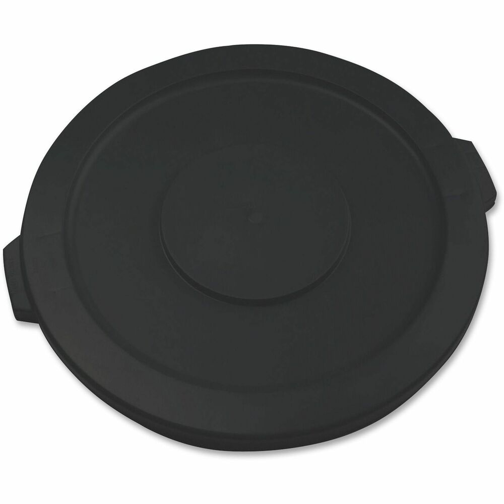 RCP1867532 - Lid features a strong, snap-on design for secure fit and safe handling. All-plastic, professional-grade construction will not rust, chip or peel and even resists dents. Self-draining channels prevent water from pooling, reducing still-water buildup. Flat design with ridges is stable for stacking. Lid fits Rubbermaid Brute 32-gallon containers (sold separately).