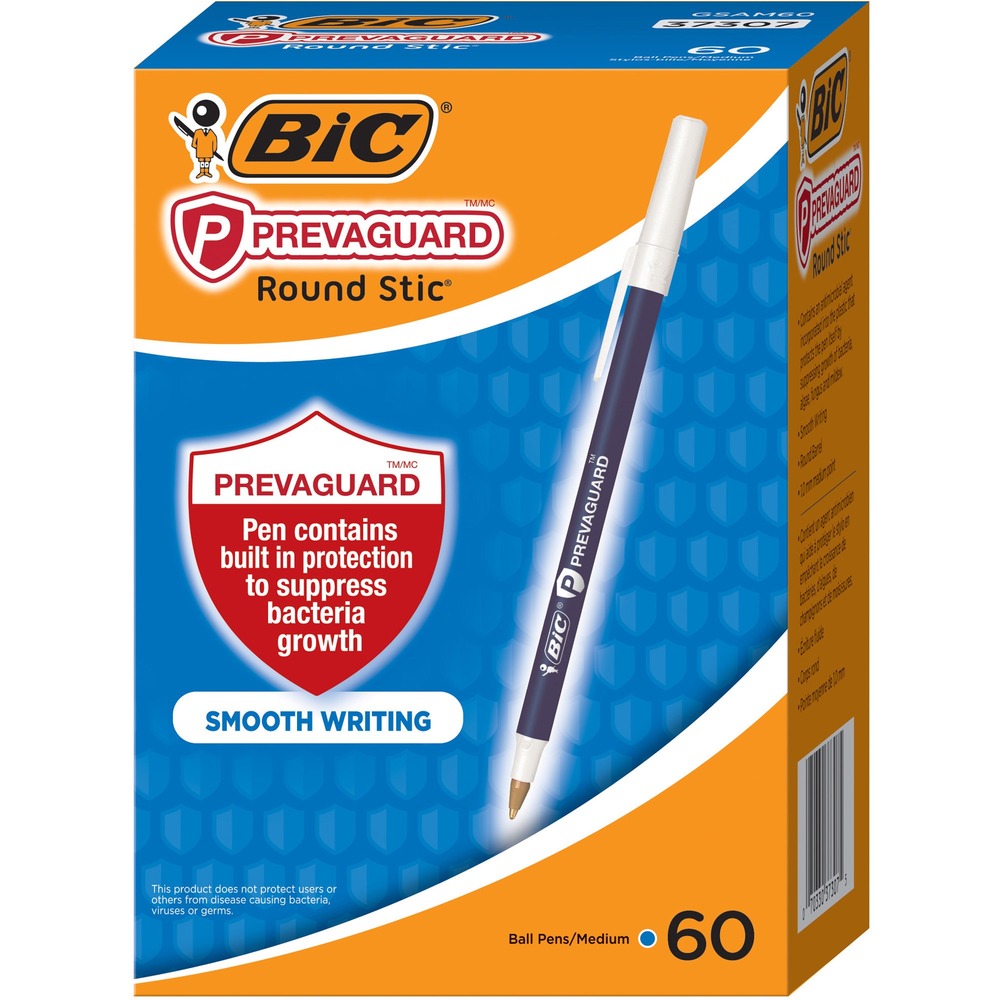 BICGSAM60BE - BIC PrevaGuard Round Stic Ballpoint Pen contains built-in protection on the pencil to suppress bacteria growth. EPA-registered antimicrobial agent is molded directly into the pencil. This helps protect the pen by suppressing the growth of bacteria, molds, mildew and fungi, especially in high-moisture environments. Lasting for the life of the plastic barrel, it also enhances pencil's freshness and fights undesired odors, staining and pencil degradation. Comfortable round barrel makes it ideal for taking notes at home, school or work. Versatile, 1.0mm ballpoint makes it a go-to-winner for everyday writing.
