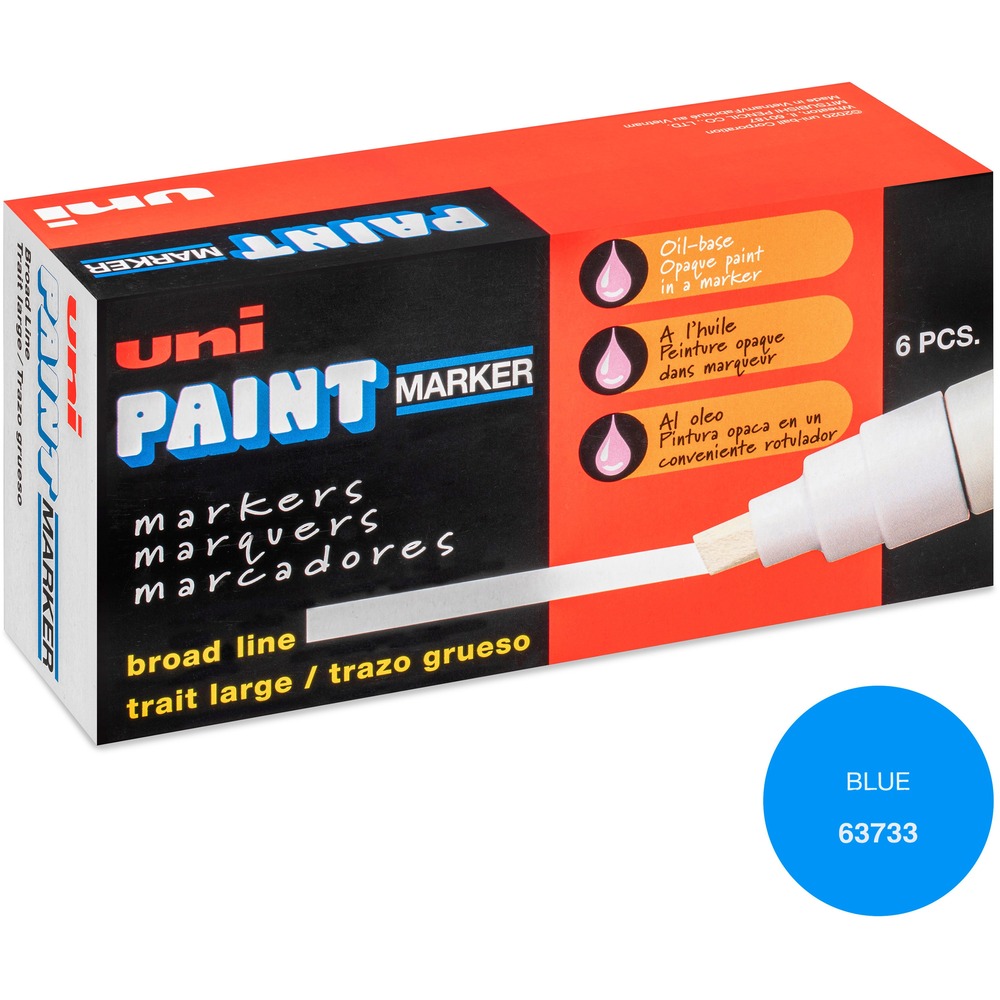 UBC63733 - Create permanent and accurate marks on virtually any surface with Paint PX-30 Oil-Based Paint Markers. Bullet tip with broad point (8mm) delivers strong, visible lines. Quick-drying paint is resistant to water, fading, heat and abrasions. Valve-action control provides excellent flow and coverage while preventing the marker from drying out if left uncapped. Permanent paint colors mark opaque and glossy on light and dark surfaces. Metal barrel and durable tip ensure a long marking life. Marker is ideal for manufacturing, construction, automotive, metal fabrication, aviation and more. Use marker to identify parts or equipment outside or marking oily, greasy items.