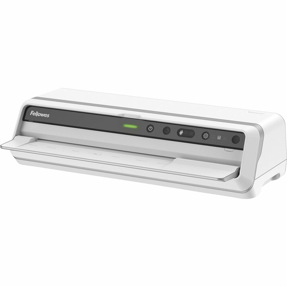 FEL5746101 - Venus 125 Large Office Laminator features an ultra-rapid laminating speed across all settings and pro-setter feature that delivers flexibility for perfect results. Ultra-rapid, laminating speed ranges up to 86" per minute. InstaHeat technology offers a rapid, 30-60 second warm-up. Laminator accommodates hot pouches up to 10 mil thick and cold pouches. AutoSense system detects pouch thickness and self-adjusts to the optimal laminating setting. This 100 percent Jam Proof laminating system also includes advanced pouch-tracking technology, light guides, extra-large, easy-fold entry, exit trays for perfect pouch guidance from start to finish and 5' cord. Clean Alert System provides jam-free, high-quality results and extended laminator life. Auto shutoff saves energy and prevents overheating when not in use. Robust, six-roller system produces superior lamination quality. Laminator comes with an ImageLast Jam-Free Pouch Kit that includes 10 letter pouches (3 mil) and one Cleaning Sheet. More from the Manufacturer