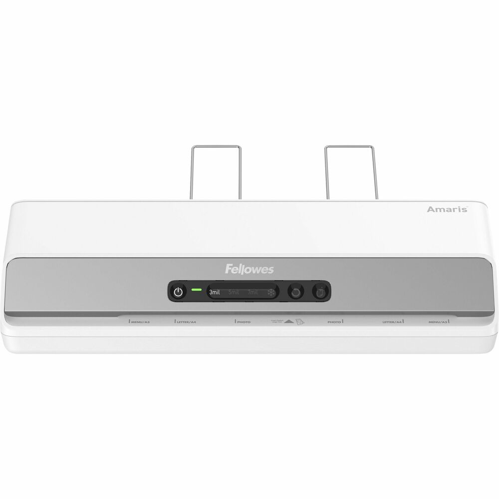 FEL8058101 - Amaris 125 Office Laminator delivers a rapid laminating speed up to 31" per minute and rapid, 60-second warm-up with InstaHeat Technology. It laminates hot pouches up to 7 mil thick and cold pouches. Reverse mode disengages pouch for re-centering or removal. Pouch Tracking system detects misfeeds and alerts you to reverse the pouch. Clean Alert System provides jam-free, high-quality results and extended laminator life. Auto shutoff saves energy and prevents overheating when not in use. Laminator includes a 5' cord and an ImageLast Jam-Free Pouch Kit with 10 letter pouches (3 mil) and one Cleaning Sheet. More from the Manufacturer