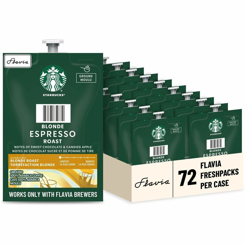 LAV48042 - Starbucks Blonde Espresso Roast offers an incredibly smooth and subtly sweet taste with a creamy mouthfeel. Each Freshpack is created specifically for the workplace to ensure your employees enjoy them only at the office for greater control over your stock and expenses. Coffee is designed for use with Flavia single-serve brewers (not included).