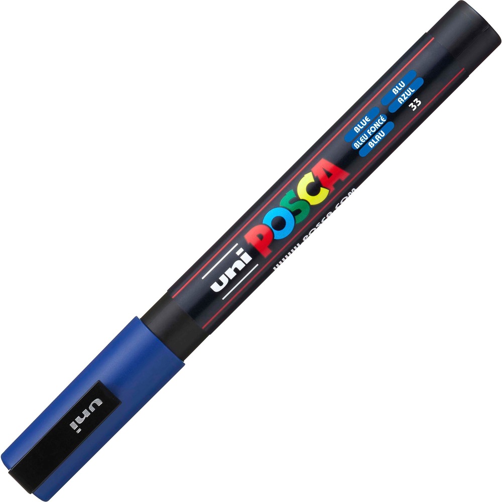 uni® Posca PC-3M Paint Markers - Fine Marker Point - Blue Ink - Water Based, Pigment-based - 6 / Pack