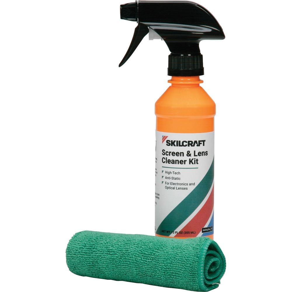 NSN6831761 - Screen and lens cleaner kit features everything you need to keep surfaces looking like new. Ammonia-free, alcohol-free formula removes dirt, grease, makeup and fingerprints from all electronic devices. Washable microfiber cloth safely cleans surfaces and lenses without scratching. Cleaner kit is perfect for glass and plastic screens, plasma and LCD screens, and scientific and optical lenses.