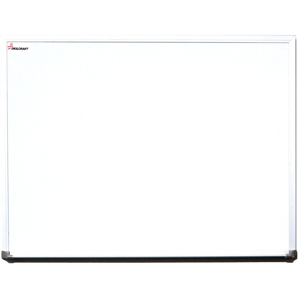 NSN4841756 - Dry-erase board is ideal for offices and meeting rooms. Melamine surface and satin-finished anodized aluminum frame provide an excellent contrast for presentations. Hang dry-erase board vertically or horizontally. Included detached, full-length marker tray has protective endcaps for use in the horizontal position. Dry-erase board also includes mounting hardware and one black dry-erase marker.