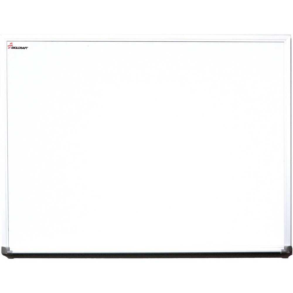 NSN4165198 - Dry-erase board is ideal for offices and meeting rooms. Melamine surface and satin-finished anodized aluminum frame provide an excellent contrast for presentations. Hang dry-erase board vertically or horizontally. Included detached, full-length marker tray has protective endcaps for use in the horizontal position. Dry-erase board also includes mounting hardware and one black dry-erase marker.