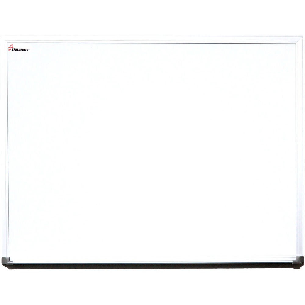 NSN5680405 - Dry-erase board is perfect for a small office or meeting room. Design features a melamine dry-erase surface and a satin finish, anodized aluminum frame. Dry-erase board includes a dry-erase marker, mounting hardware and a full-length marker tray with protective endcaps for use in the horizontal position. Mount board vertically or horizontally.