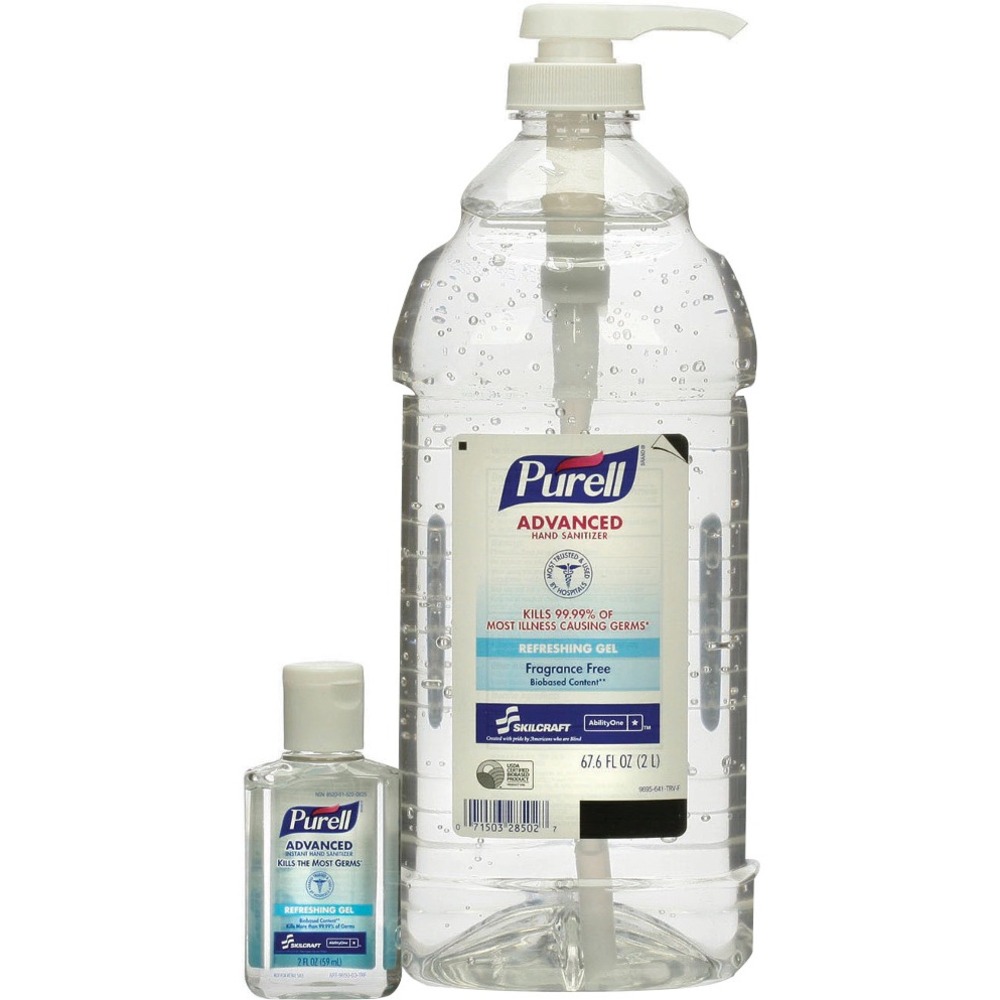 NSN5220835 - Instant hand sanitizer cleans hands when soap and water are not available. This alcohol-based, nontoxic formula kills 99.99 percent of most common germs that may cause disease. Ideal for foodservice staff, healthcare workers, troops in the field, and office workers. Sanitizer is CHG compatible and can be used with latex, nitrile and vinyl gloves. Dye-free formula contains 62 percent ethyl alcohol and moisturizers to leave hands feeling soft and refreshed. Dermatologist-tested hand sanitizer is nonsticky, hypoallergenic and moisturizing. Fragrance is a light citrus.