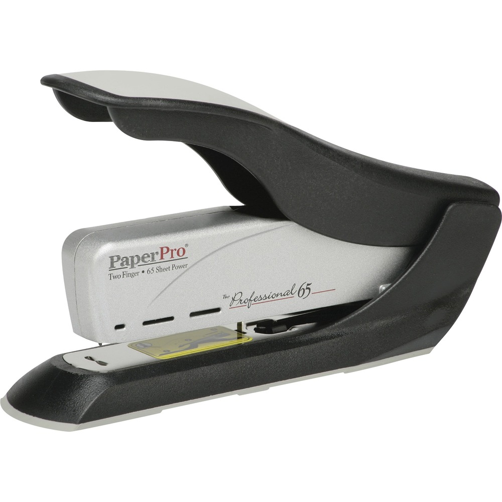 NSN5668656 - Heavy-duty, power-assisted stapler allows you to drive a staple through 65 sheets using spring-powered technology that requires 70 percent less effort. Design delivers heavy-duty stapling performance with a desktop stapler size and staple-driving power with the pressure of two fingers. Stapler also offers jam-free operation and a die-cast metal body with nonslip rubber grip on handle and base. Stapler uses 3/8" high-capacity staples and includes 500 25-8 type staples and 500 25-10 type staples totaling 1,000.   