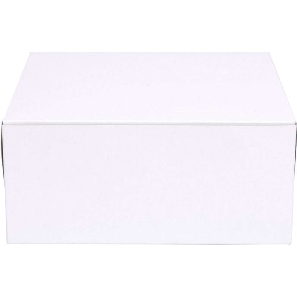 EGS159325 - Made from post-consumer recycled materials, these Southern Champ Standard White Bakery Boxes offer an eco-friendly option that will showcase tasty treats. The coated recycled paperboard is white on the outside and brown on the inside. Clay-coated exterior can be custom printed with a logo or a business name. Lock corners facilitate assembly and enable the box to be folded flat for storage or transport.