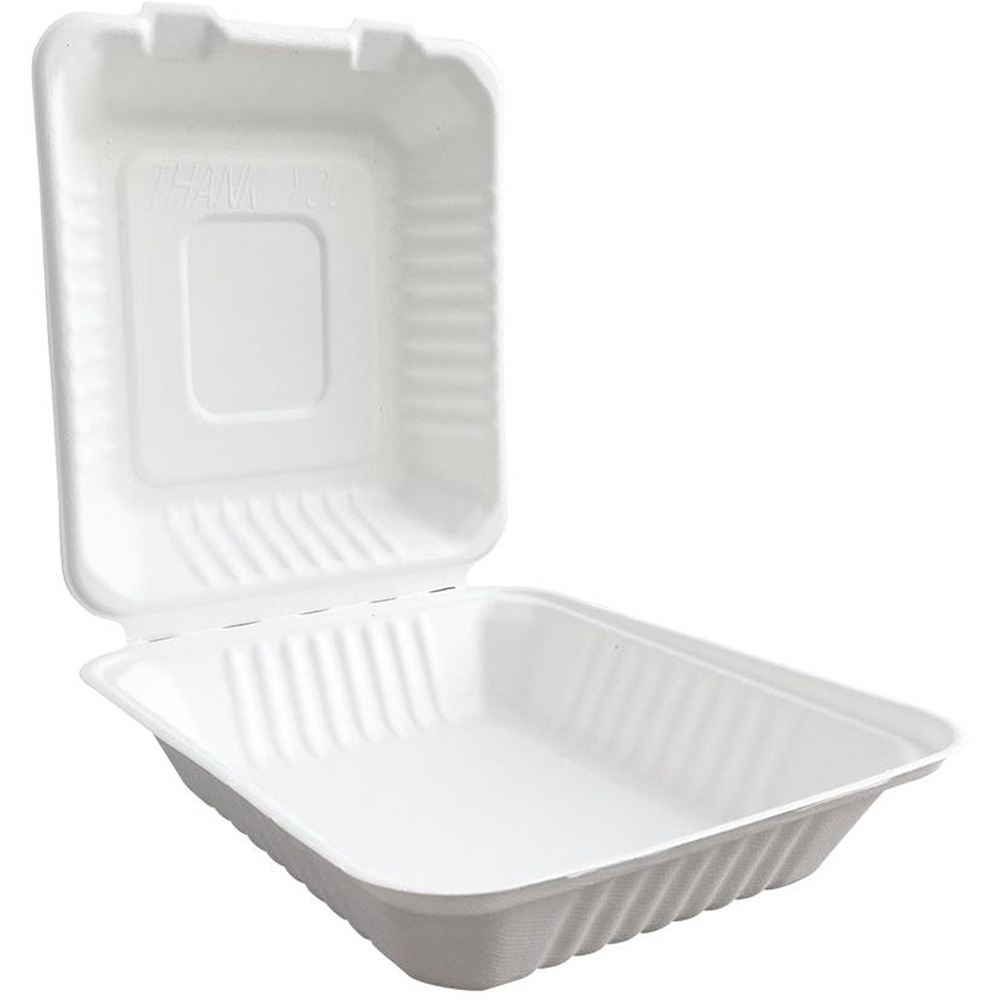 EGS851027 - Part of the Sugarcane Collection, this Better Earth Sugarcane Hinged Tray withstands hot and cold foods for versatile use with a variety of dishes even fried foods. It is also oil-resistant, microwave-safe for reheating and freezer-safe. The Sugarcane Collection is created from tree-free bagasse, a natural, sustainable and renewable resource that is a byproduct of sugar extraction. Petroleum-free, clamshell container offers a sustainable alternative to petro-chemical-based products.