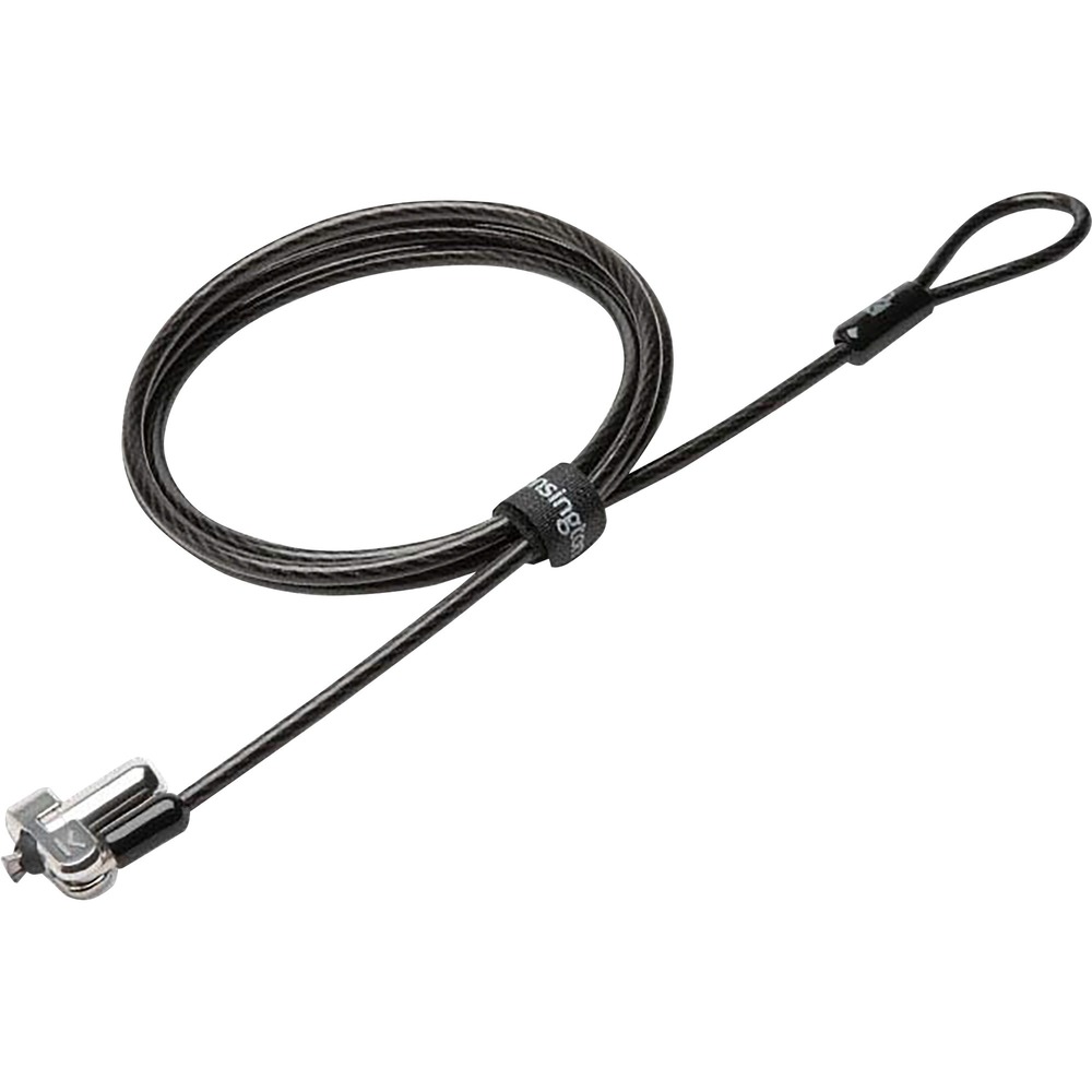NSN6952554 - N17 Keyed Laptop Lock fits into laptops and tablets with a wedged-shaped lock slot. Unique lock engagement creates a strong connection between the lock head and wedge-shaped lock slot to resist and deter theft. The 6' carbon steel cable with a plastic sheath is cut-resistant and anchors to desk, table or any fixed structure. Pivot-and-rotate cable provides superior laptop engagement. Special hinge creates great freedom of movement, eliminating awkward angles and allowing you to insert your key with complete ease.