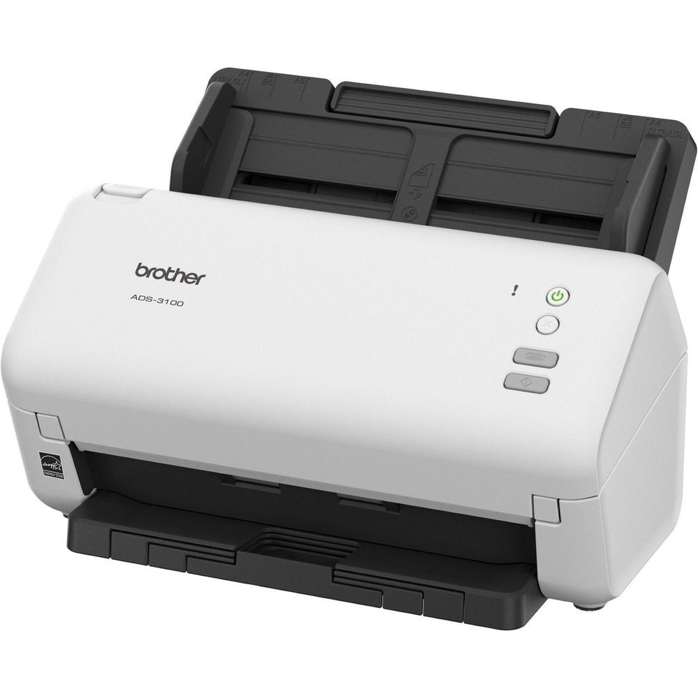 BRTADS3100 - ADS-3100 High-Speed Desktop Scanner provides fast, two-sided scanning up to 40 ppm. Automatic document feeder prints up to 60 pages at a time and up to 6,000 pages daily. Scanning features include continuous scanning, ADF automatic deskewing and blank page skipping. Scan using plain paper, receipts, photos (carry sheet required), business cards, plastic/laminated cards or bond/recycled paper. Duplex scanning speed in black and color is 80 ipm and has interpolated scan resolution up to 1200 x 1200 dpi. It has an optical scan resolution of 600 x 600 dpi. Scan Driver OS is compatible with Windows, MAC OS and Linux. Easily connect to power using AC Adapter and SuperSpeed USB 3.0 interface cable (both included) for the standard interface. Connect a USB memory stick to scan to the device. Advanced security protects documents and securely connects to network. More from the Manufacturer
