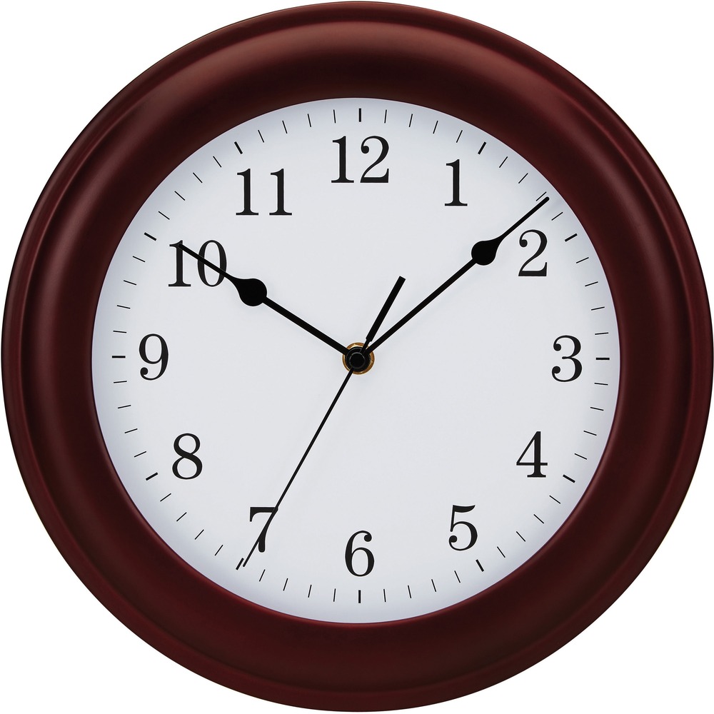 VLUTC8743FE - Showcase an eye for style with this 12" wooden wall clock, equipped with an appealing, warm mahogany finish. Read the time easily thanks to the Tempus Wall Clock's reliable, Quartz movement and teardrop styled hands. Large face is 10.4" in diameter. Clock uses AA battery (not included).