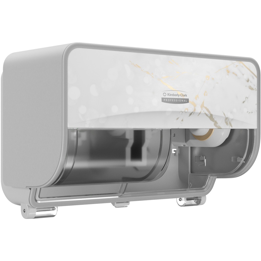 KCC58732 - Part of a system with industry-leading innovation, the ICON Coreless Standard Two-Roll Horizontal Toilet Paper Dispenser effortlessly enhances the look of the restroom with an exclusive, designer faceplate. to help reimagine the restroom. Included faceplate is interchangeable with other design options. This twin-roll dispenser provides a reliable balance of efficiency, performance and value. It is specifically made for coreless toilet paper and holds two high-capacity rolls. By using coreless toilet paper rolls, you'll have less waste (up to 47 percent less packaging waste vs. standard roll tissue) and you can get up to 15 percent more paper per case (comparing coreless to like cored products). Dispenser meets the ADA Standards for Accessible Design when properly installed. Refilling is easy for your maintenance staff with a choice of keyed or keyless lock. Design complements ICON paper towel and skin-care dispensers in the collection. More from the Manufacturer