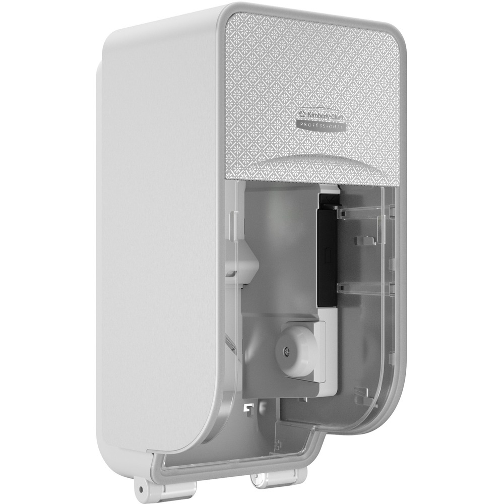 KCC53696 - Part of a system with industry-leading innovation, the ICON Coreless Standard Two-Roll Vertical Toilet Paper Dispenser effortlessly enhances the look of the restroom with an exclusive, designer faceplate. to help reimagine the restroom. Included faceplate is interchangeable with other design options. This twin-roll dispenser provides a reliable balance of efficiency, performance and value. It is specifically made for coreless toilet paper and holds two high-capacity rolls. By using coreless toilet paper rolls, you'll have less waste (up to 47 percent less packaging waste vs. standard roll tissue) and you can get up to 15 percent more paper per case (comparing coreless to like cored products). Dispenser meets the ADA Standards for Accessible Design when properly installed. Refilling is easy for your maintenance staff with a choice of keyed or keyless lock. Design complements ICON paper towel and skin-care dispensers in the collection. More from the Manufacturer