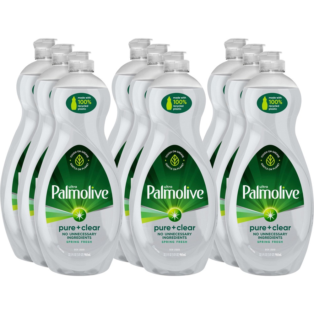 CPCUS04272ACT - Ultra Palmolive Pure and Clear is hypoallergenic and clear as can be with no heavy fragrances and no irritating dyes. Tough on grease and gentle on your senses, the phosphate-free formula leaves dishes sparkling clean without harmful residue. Dish cleaner is effective in cutting grease and removing stuck-on food.