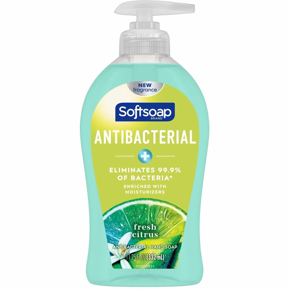 CPCUS03563A - Softsoap Antibacterial Liquid Hand Soap with Fresh Citrus scent contains moisturizers that leave your skin feeling smooth, soft and protected. It is dermatologist-tested and clinically proven to eliminate 99.9 percent of bacteria (in a handwashing test vs. common harmful bacteria called s. Aureus and E. coli). Due to its unique formula, the pump bottle should only be refilled with Softsoap Antibacterial Liquid Hand Soap.