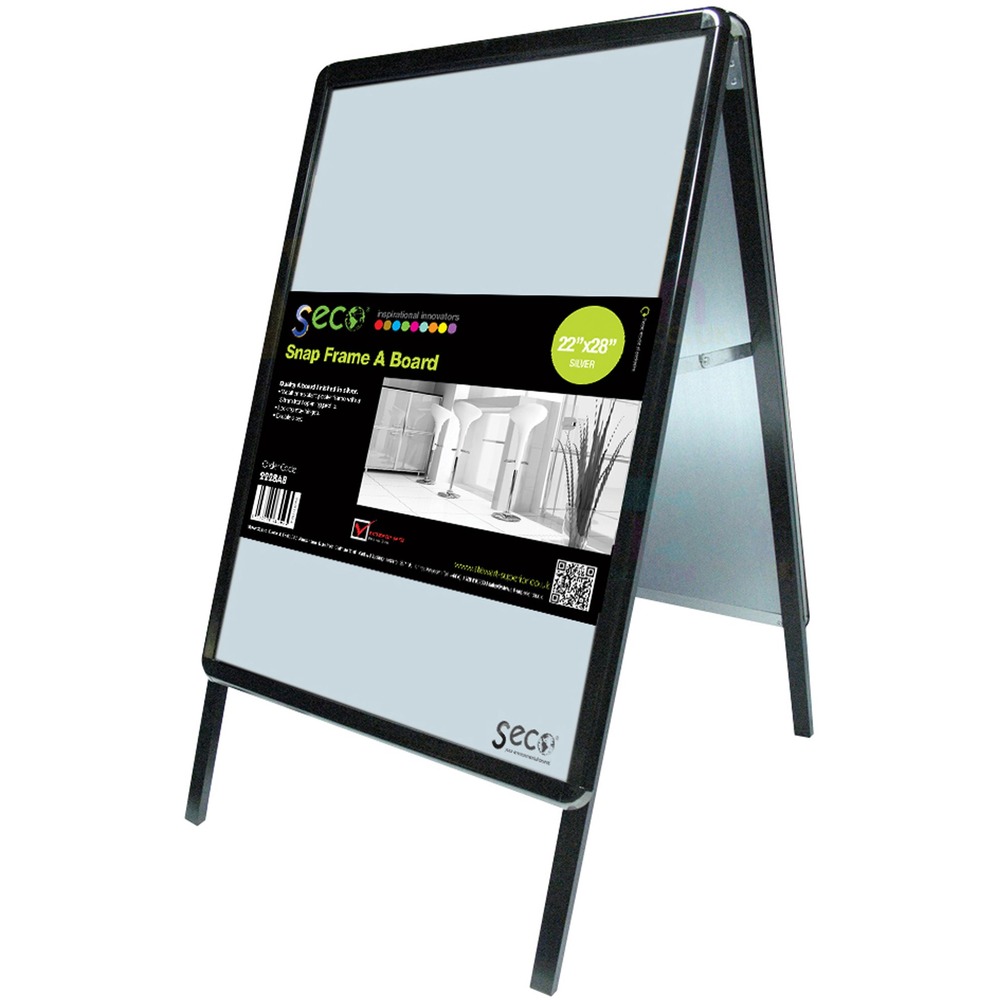SSC2228ABBLACK - With a double-sided, weather-resistant design, this Snap Frame A-board Sidewalk Sign offers placement flexibility to maximize the effectiveness of your message. Frame is made of durable aluminum with a high-quality black finish, galvanized steel back panel, and strong legs with locking stay hinges that make this a sturdy board. It comes with an anti-glare PVC cover to hold your posters in place. Snap frame makes it quick and easy to change your posters. Sign is ideal for businesses, restaurants and cafes to get their message, offers and promotions noticed by passersby.