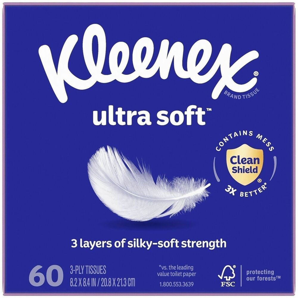 Kleenex Ultra Soft Tissues - 3 Ply - WhiteBox - 65/Box - 27 / Carton