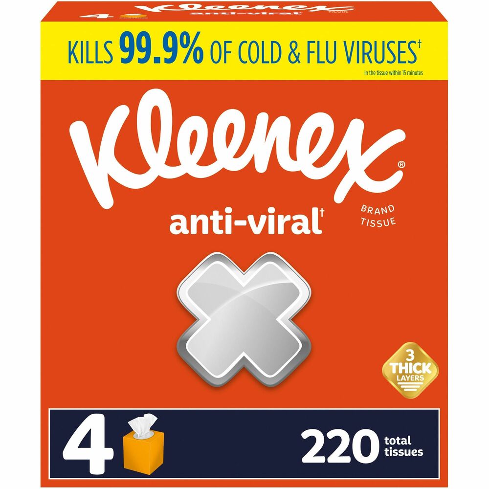 KCC54506CT - Because cold and flu viruses are often spread by hand contact, Kleenex brand has developed a tissue for your whole business. Each anti-viral tissue has three soft layers, including a moisture-activated middle layer that kills 99.9 percent of cold and flu viruses in the tissue within 15 minutes. It's virucidal against Rhinoviruses Type 1A and 2, Influenza A and B, and Respiratory Syncytial Virus. Each box comes with germ-fighting tissues, and each tissue features small blue dots on the interior layer to signal that they're antiviral. So whether you are a teacher caring for children, a commercial operator with a big staff or a business owner who cares about your employees' health, these antiviral facial tissues can be an important part of keeping your crew healthy year-round.