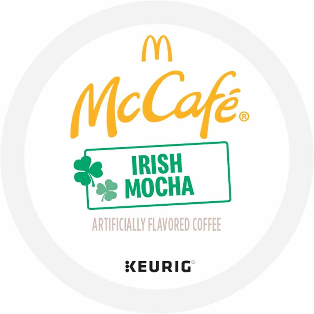 GMT9459 - Make your morning as good as gold with McCafe Irish Mocha, a light-roast coffee full of rich, dark chocolate notes and a kiss of creamy mint flavor. Caffeinated coffee comes in airtight, recyclable K-Cups for single-cup brewing systems. K-Cups are easy to use. Simply shake and insert into your Keurig coffee brewer for a delicious cup of coffee.