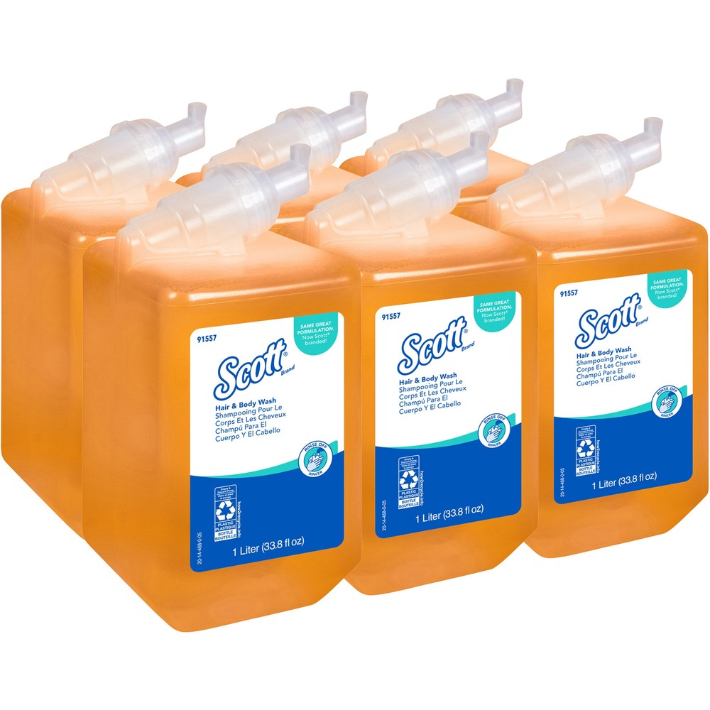 KCC91557 - Scott Foam Body and Hair Wash (Shampoo) in a 1 liter cassette is a popular choice to offer your guests when they need to wash up. Luxury foam is protein-enriched with emollients and other skin-conditioning agents. It's like having two products in one: a gentle body wash and a foaming shampoo. This Scott Brand wash features a pleasant citrus scent and foams nicely. Then, it rinses clean without leaving a soapy residue. It's a great choice for health clubs, gyms and hospitality - anywhere where guests need to use your shower facilities. Cassette refill fits Kimberly-Clark Professional Dispensers for convenient, consistent dispensing.
