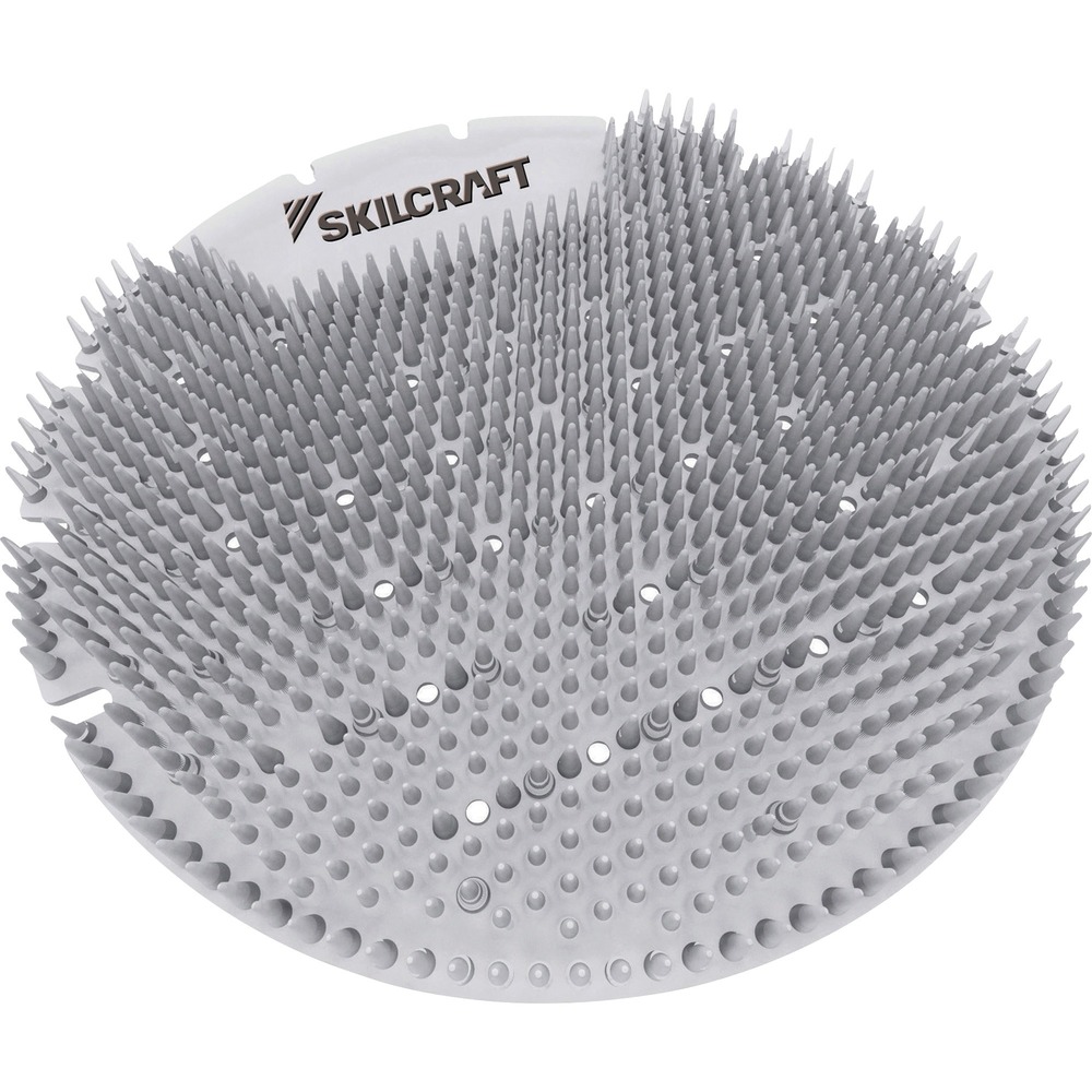 NSN6998449 - Keep public or commercial restrooms smelling fresh and clean for up to 60 days with Extended Power Urinal Screens. Environmentally friendly, round polymer-compound screens sit on urinal drains to deodorize with a fresh scent, prevent splash back, and filter debris to prevent clogged drains. They do not dissolve in water or air so they are effective, lasting 45 to 60 days. The 100 percent recyclable screen is TAA-compliant and VOC-compliant.