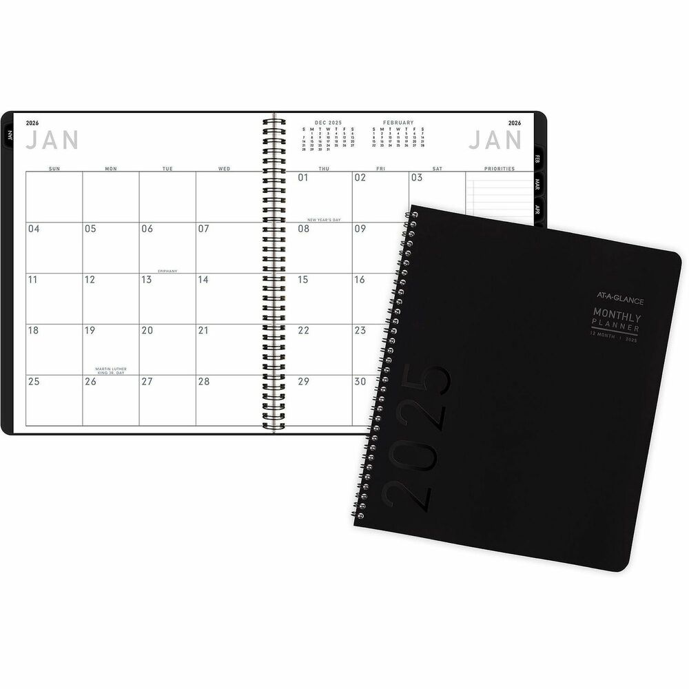 AAG7026XL05 - Plan to stay ahead all year long with the Contemporary Lite Monthly Planner. Dated planning pages range 12 months from January to December. Modern foil accents enhance the stylish cover for a touch of sophistication. Plan your schedule without fear of distracting ink bleeding. High-quality paper features ink bleed-resistance to keep your planning pages neat. Monthly pages feature unruled daily blocks (1-15/16" x 1-3/4") and provide an ideal planning structure for tracking deadlines, goals and appointments. Months are tabbed for easy navigation. Enhance your organization with special pages: six notes pages, two future planning, three-year reference calendar and important dates. Planner comes with a full set of stickers to highlight important events, emphasize priorities and mark special occasions. Durable faux-leather cover with twin-wire binding helps prevent snags and secure pages.