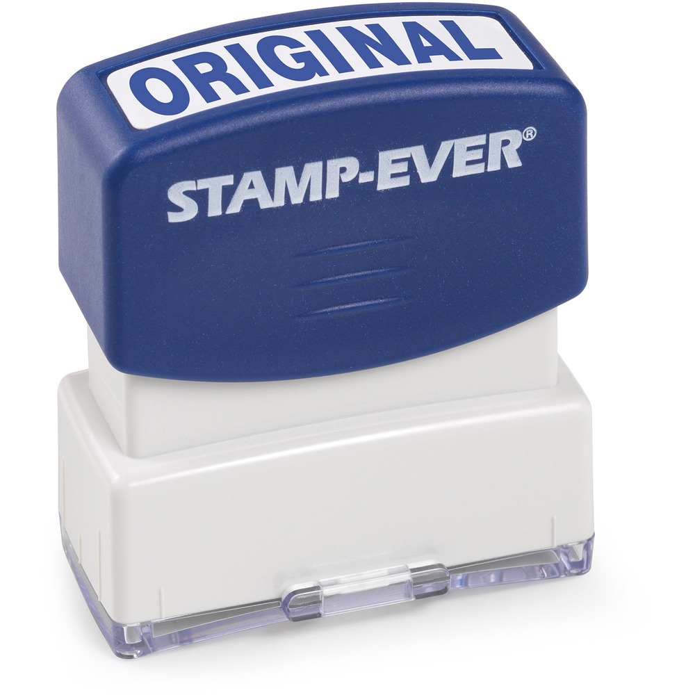 TDT5957 - Pre-inked, one-color stamp imprints the word ORIGINAL in blue uppercase letters. It is perfect for stamping all kinds of documents including invoices, receipts, faxes, statements, envelopes and more. Flip cover keeps fingers free of ink. Stamp-Ever Message Stamp offers an impression size of 9/16" x 1-11/16". It lasts for thousands of impressions before re-inking with Stamp-Ever ink.