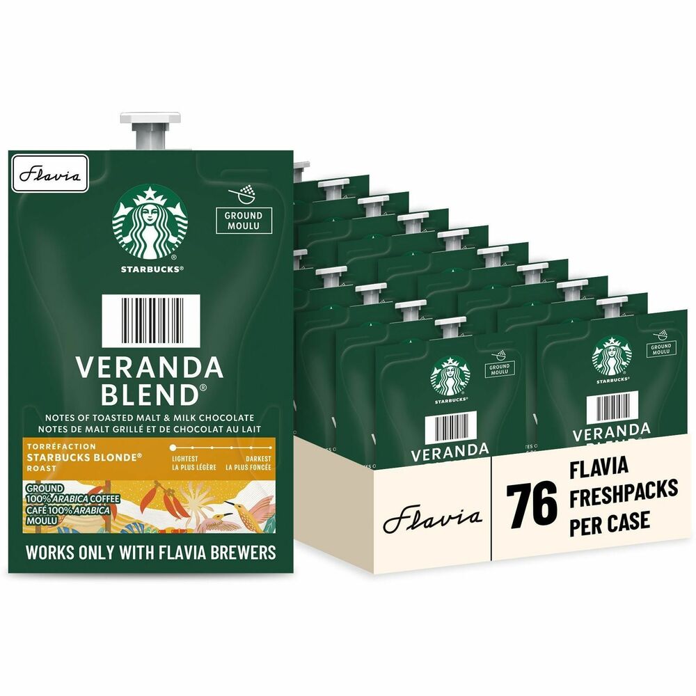 LAV48102 - Veranda Blend Coffee in a convenient Freshpack brings carefully selected, authentic flavors right to your workplace. Crafted to evoke the image of sipping, this lightly roasted coffee on the verandas of family coffee farms in Latin America, it is a mellow and flavorful blend that offers a lighter taste profile that appeals to many coffee lovers. Enjoy this subtle blonde coffee that melds lightly toasted nuts and a slight sweetness. It is made with ethically sourced beans to promote a better future for farmers and climate. Pack-to-cup brewing process ensures nothing touches the ingredients other than hot water so your drink does not taste like previous brews. For single-serve use, Freshpacks stay completely sealed until the moment they are brewed, eliminating exposure to light, air and germs. Freshpack coffee is designed for use with Flavia single-serve, coffee brewers (not included). Made with a commitment to sustainability, innovative pouches are recyclable through Terracycle.