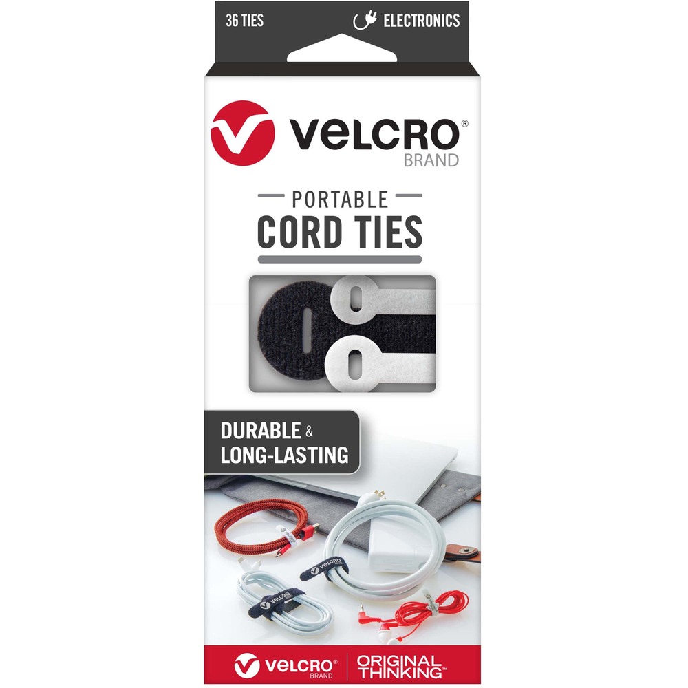 VEK30817 - Use these Portable Cord Ties to keep your cables tidy while on-the-go. Slip the cord tie around a cable to keep cables bound and separated from other items. Simply wrap tie around your cord and use the hook-and-loop closure to keep the tie securely in place. Organize your cables and wires from the tiniest headphone wires to the bulkiest power cable using a variety of tie sizes.