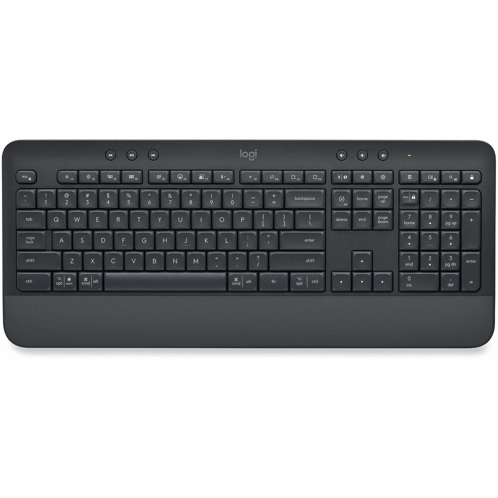 LOG920010908 - Type in comfort and get more done with the Logitech Signature K650 Wireless Comfort Keyboard. Featuring a built-in soft-touch palm rest and deep-cushioned keys, this comfortable keyboard lets you type with ease all day long. The adjustable feet offer two different tilt angles so you can customize your typing position, and the full-size keyboard layout provides convenient access to all the right keys. Logitech's upgraded shortcut keyboard helps you save time with 24 different commands including mic mute and unmute, screenshot, and web navigation. Designed for versatility, it offers two different wireless options for connecting to your computer: Bluetooth or the included Logi Bolt USB receiver. Powered by 2 AA batteries that will last up to 36 months, this wireless computer keyboard is also compatible with multiple operating systems, including Windows, Mac and Chrome. Reliable and hassle-free, it's an easy-to-clean, spill-resistant work keyboard. Upgrade to better productivity and more flexibility by combining your wireless Logitech keyboard with the Signature M650 mouse and downloading the Logi Options+ Software App to personalize your experience. More from the Manufacturer