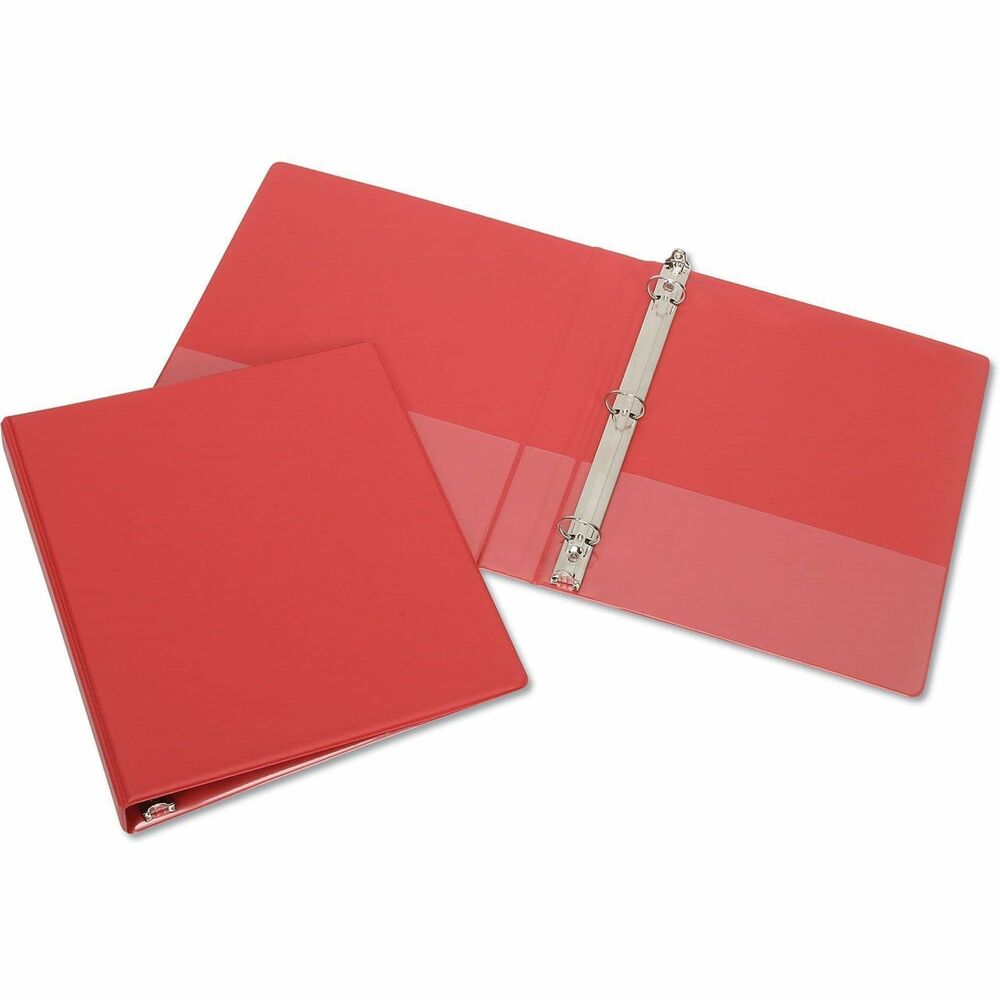 NSN4098647 - Ideal for storage of frequently referenced documents. Three-ring, exposed-rivet binders accommodate 8 1/2 x 11 punched sheets. Front and back covers feature inside pockets for unpunched and loose documents. Heavy-duty, tear- and crack-resistant construction. BPA-free.