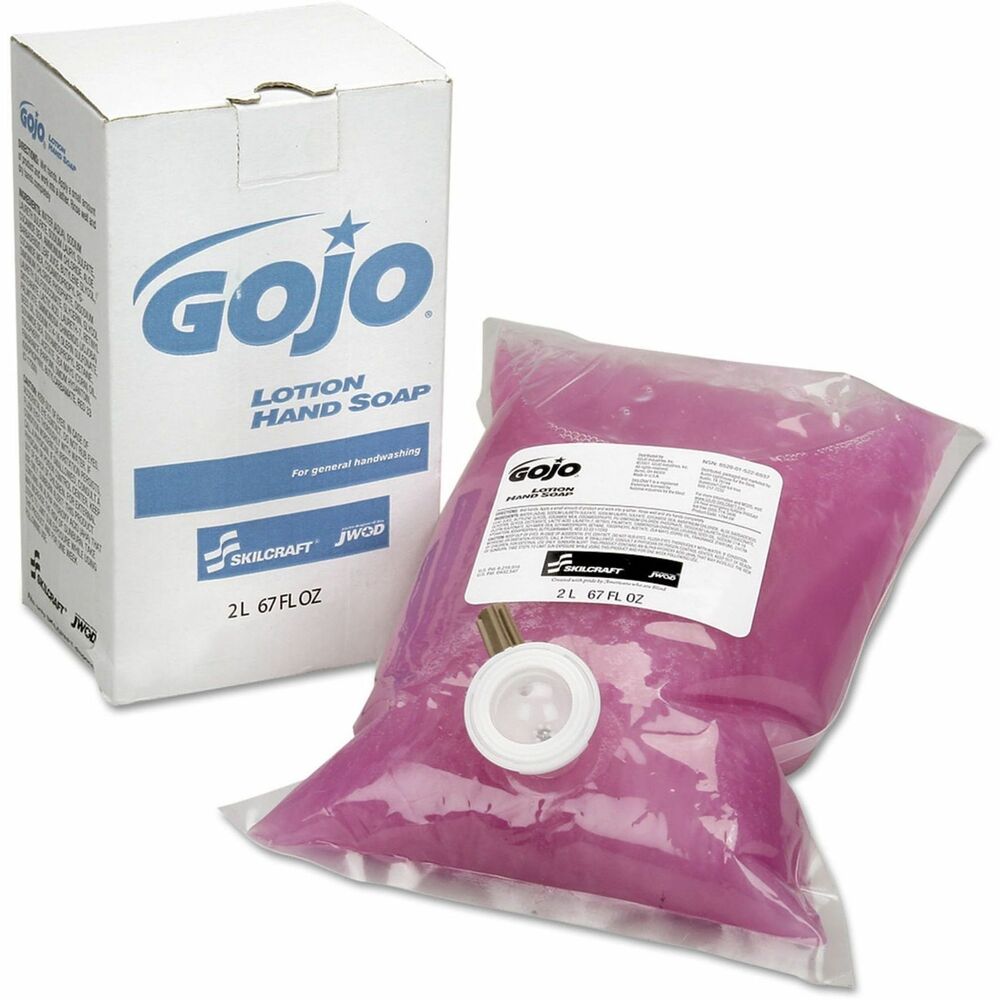 NSN5220837 - Lotion Hand Soap in 12 oz. bottle is a mild cleansing soap that is pH balanced for added skin protection. Soap cleans and moisturizes with each use. Pump bottle easily dispenses the soap.