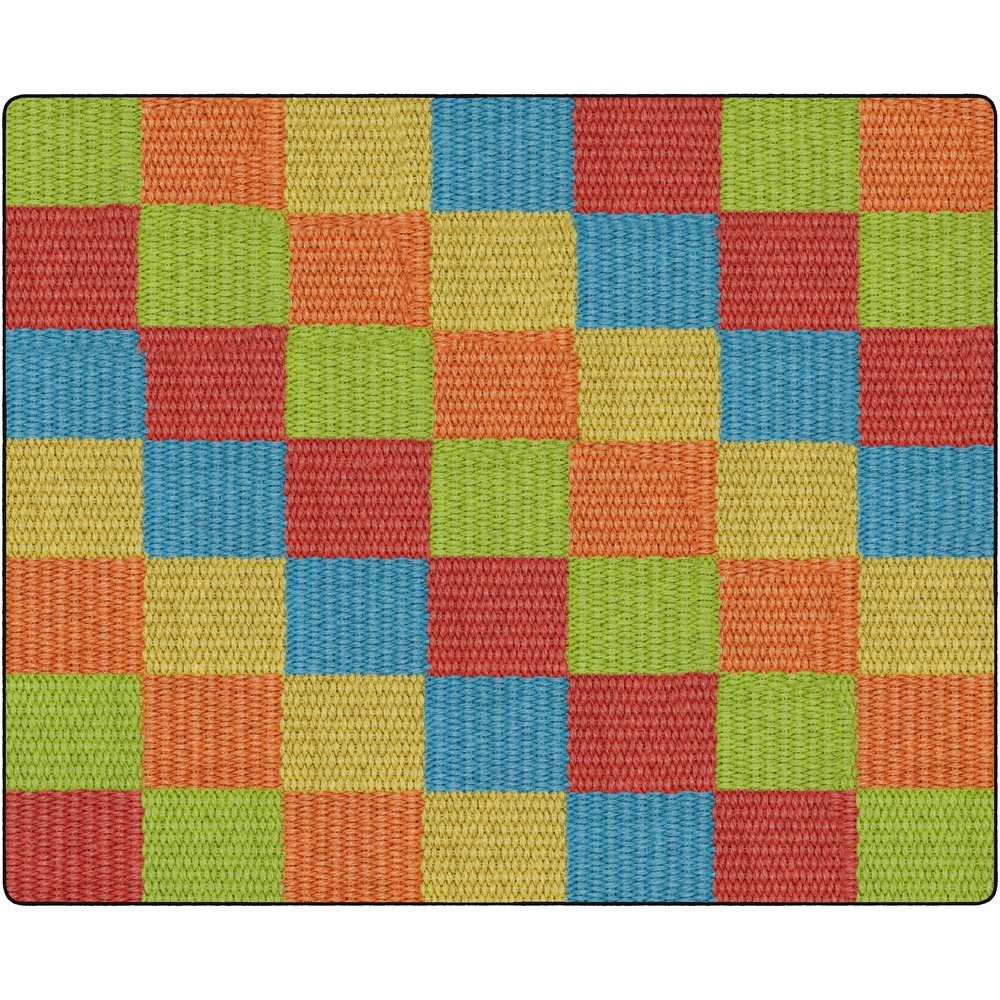 FCIFA100958FS - Cozy Basketweave Blocks Rug creates a homey charm and brings comfort to your classroom floor. Photoreal image provides the texture of a woven rug to your floor without sacrificing size, durability or softness. Unique, old-school design captures the eye while forming a great place to gather. Every student has a square to sit on while providing teachers a stylish classroom essential.