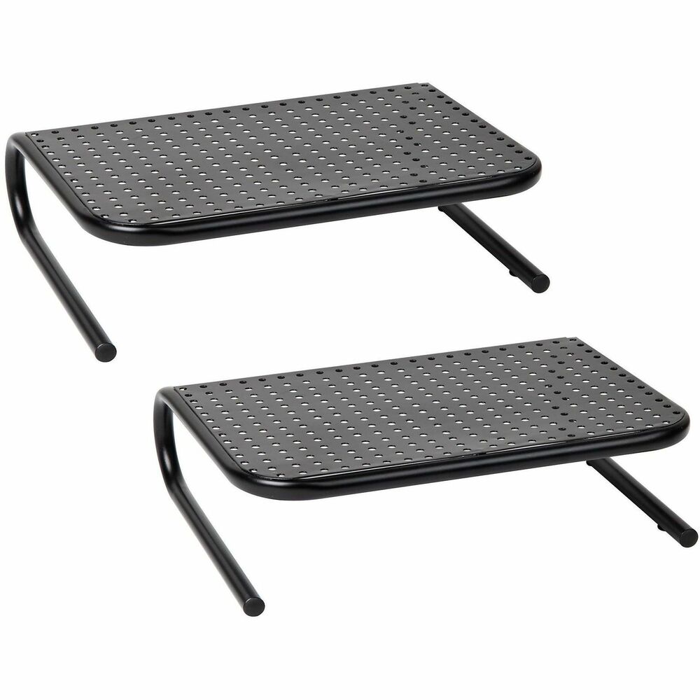 EMS2METMONSTBLK - Elevate your work space with ergonomic Mind Reader Monitor Stands. Each metal-mesh stand accommodates monitors, laptops and small TVs up to 44 lb. Ventilated design enhances airflow and prevents overheating. Small footprint and ergonomic elevation help reduce neck and back strain while creating storage space beneath for office supplies. Use both stands for dual-screen setups, or keep one as a back-up or for travel. Portable computer risers work perfectly at home, in the office or on the go.