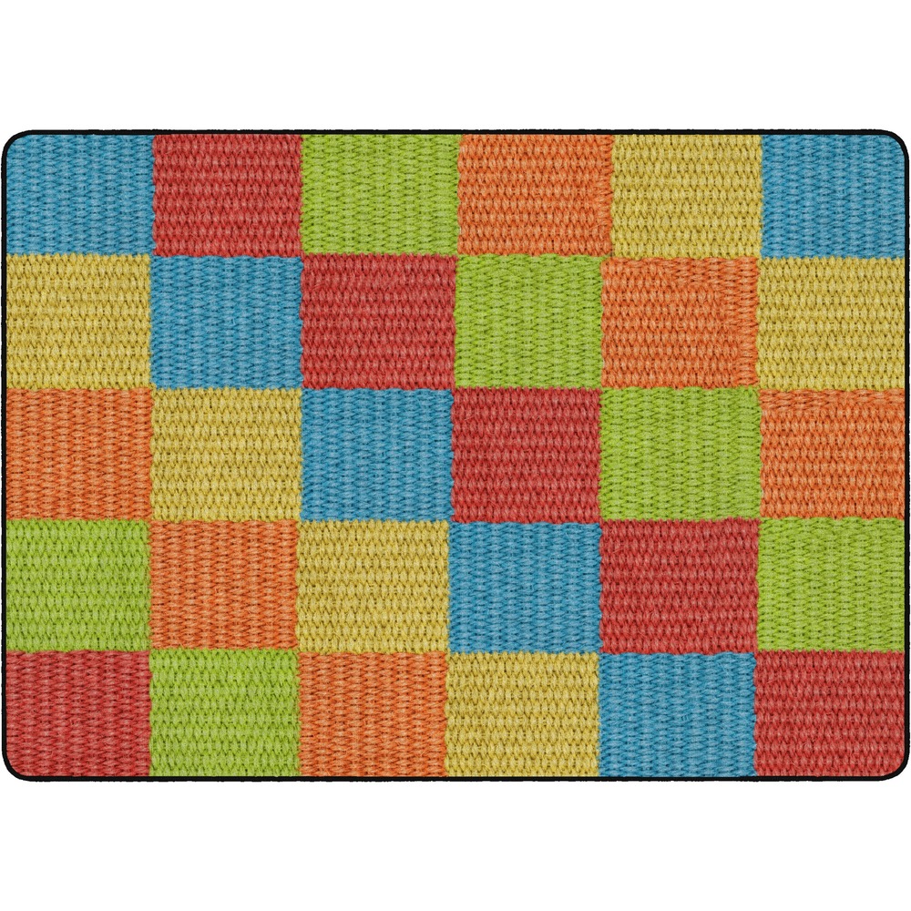 FCIFA100932FS - Cozy Basketweave Blocks Rug creates a homey charm and brings comfort to your classroom floor. Photoreal image provides the texture of a woven rug to your floor without sacrificing size, durability or softness. Unique, old-school design captures the eye while forming a great place to gather. Every student has a square to sit on while providing teachers a stylish classroom essential.