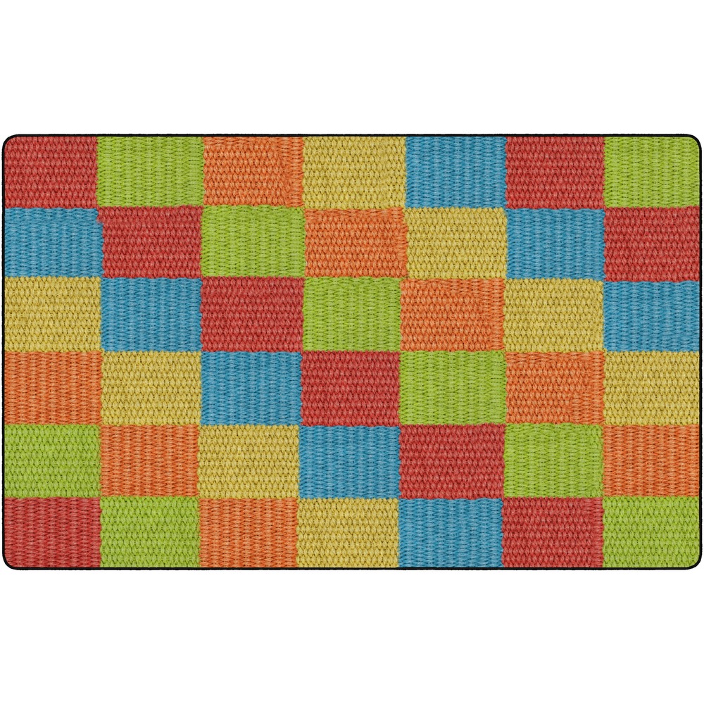 FCIFA100944FS - Cozy Basketweave Blocks Rug creates a homey charm and brings comfort to your classroom floor. Photoreal image provides the texture of a woven rug to your floor without sacrificing size, durability or softness. Unique, old-school design captures the eye while forming a great place to gather. Every student has a square to sit on while providing teachers a stylish classroom essential.