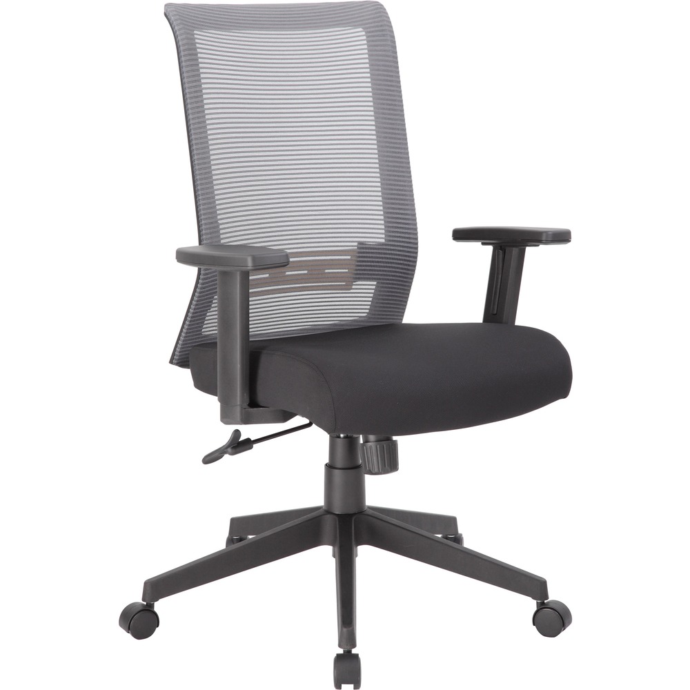 BOPB6566GYBK - Task Chair features a synchro-tilt mechanism that allows the backrest and seat to tilt in unison to provide enhanced comfort and ease. Breathable, mesh back increases airflow to keep you cool. Pneumatic gas lift mechanism and adjustable arms allow you to quickly adjust the height of the chair and arms to work comfortably in any area. Sturdy base with dual-wheel casters provides smooth, effortless mobility. Task chair is designed to support up to 275 lb.