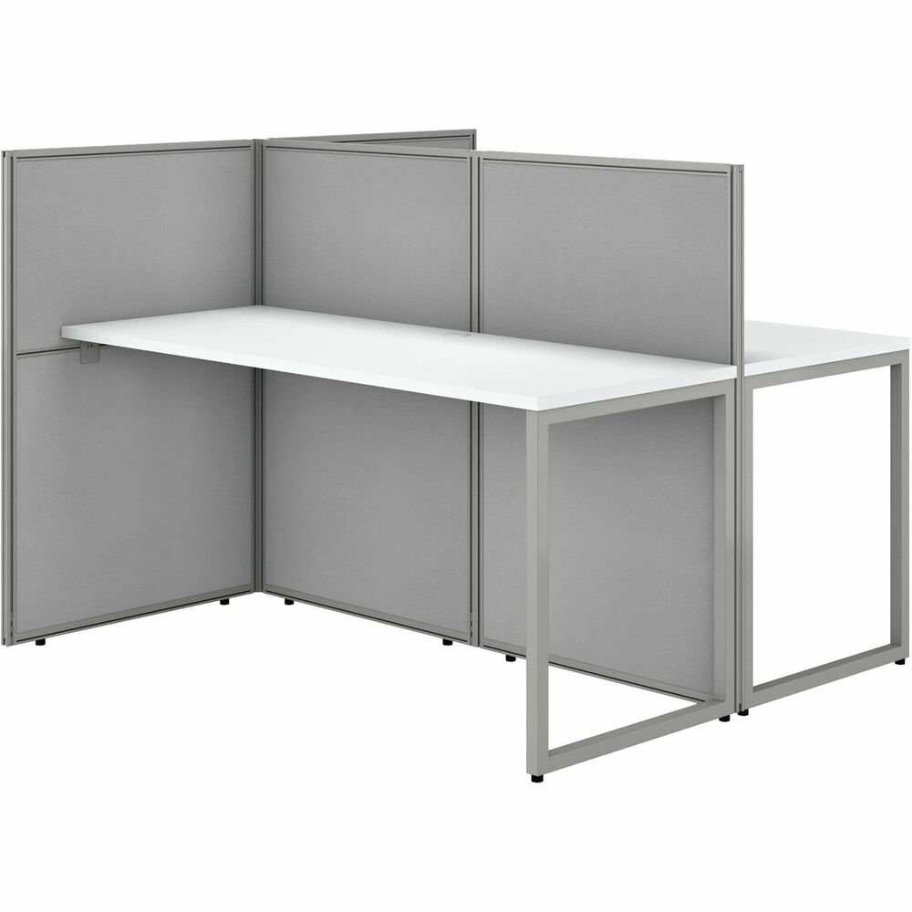 BSHEOD460WH03K - The 60" wide 2-Person Straight Desk Open Office with 45" high panels lets you take advantage of your available floor space by combining individual work areas with a common panel wall. Two 60" wide x 24" deep Straight Office Desks and set of two 60" wide x 45" high Cubicle Panels with corner connectors are part of the stylish, Easy Office collection that is designed for fast assembly with pre-installed connectors, minimal parts and sturdy design so you can get to work. Thermally fused, laminate worksurfaces feature superior resistance to scratches and stains while providing a wire-management grommet to keep cords organized. Desks attach to sturdy, 45" high wall panels that foster team collaboration. Fabric-upholstered panels come in a durable, Silver Gray fabric that complements Pure White worksurfaces for a professional appearance that suits any workplace.