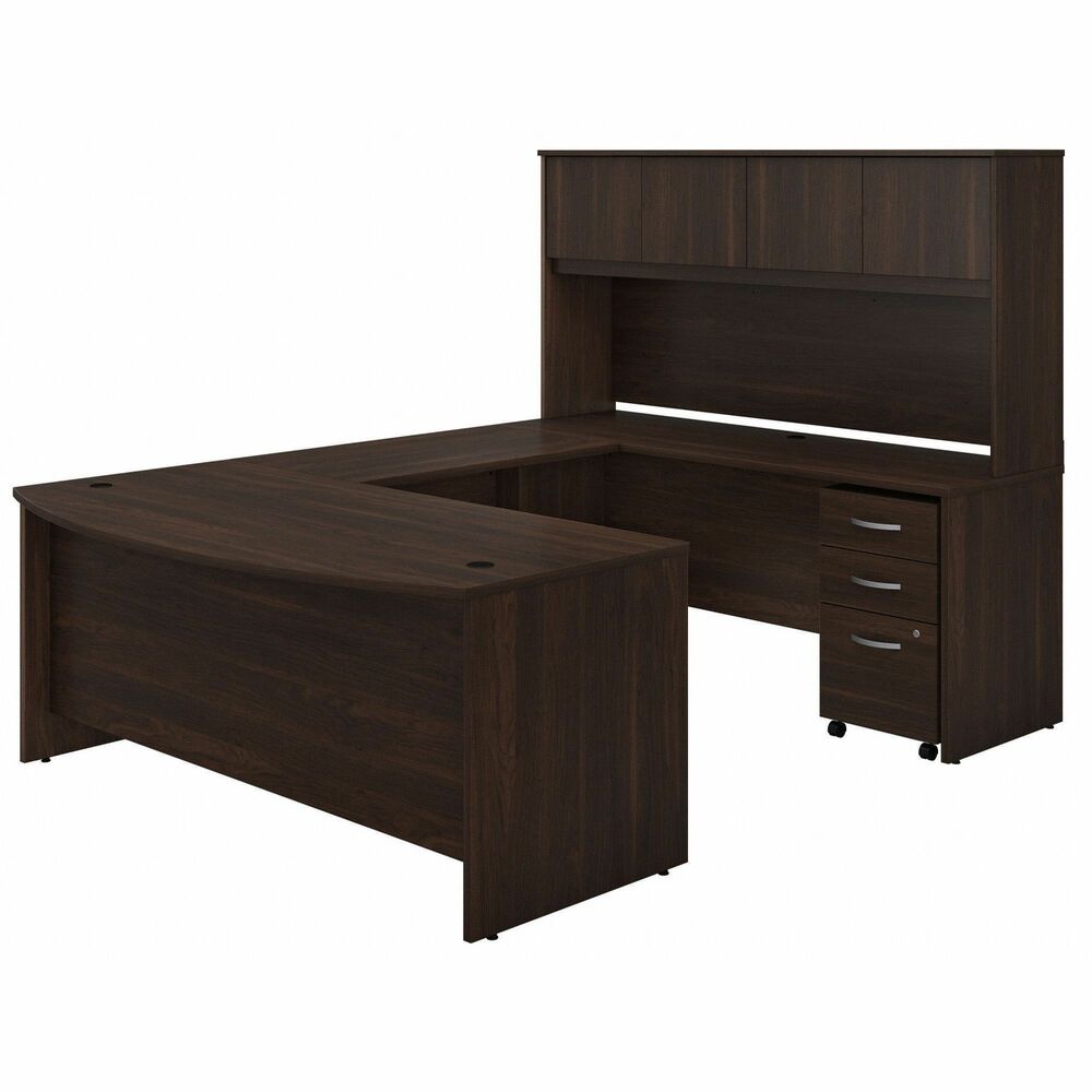 BSHSTC003BWSU - Give your office the work space you need and style you deserve with this Studio C U-Shaped Desk with Hutch and File Cabinets. Extended surface of the 72W x 36D Bow Front Desk offers guests a rounded front to collaborate while the expansive, U-shaped configuration offers room to spread out and multitask. With a thermally fused laminate finish, this office set stands up to years of everyday use. Keep pesky computer cords out of your way with a cable-management system for a neat worksurface. With four doors featuring self-closing, Euro-style hinges, the hutch conveniently stores office supplies, books and more. The 3-Drawer Mobile File Cabinet rolls with you throughout your office or remains in place as needed on any surface. Featuring two full-extension drawers opening on smooth, ball-bearing slides, the Lateral File Cabinet organizes your letter/legal/A4-size documents.
