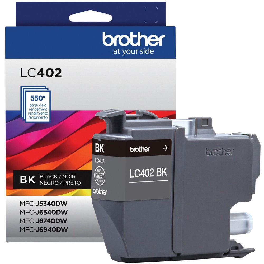 BRTLC402BKS - Brother Genuine ink is intelligently engineered to work seamlessly with your Brother color inkjet printer to deliver results and reliable performance. It produces sharp prints and vivid colors that withstand the test of time. This standard-yield ink cartridge delivers high-quality prints, reliable page yields and exceptional value. It is designed for use with Brother Color Inkjet All-In-One printers MFC-J5340DW, MFC-J6540DW, MFC-J6740DW and MFC-J6940DW. Ink cartridge yields approximately 550 pages.