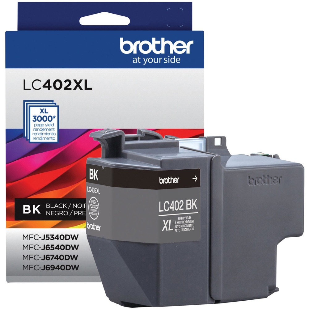 BRTLC402XLBKS - Brother Genuine ink is intelligently engineered to work seamlessly with your Brother color inkjet printer to deliver results and reliable performance. It produces sharp prints and vivid colors that withstand the test of time. This high-yield ink cartridge delivers high-quality prints, reliable page yields and exceptional value. It is designed for use with Brother Color Inkjet All-In-One printers MFC-J5340DW, MFC-J6540DW, MFC-J6740DW and MFC-J6940DW. Each ink cartridge yields approximately 3,000 pages.