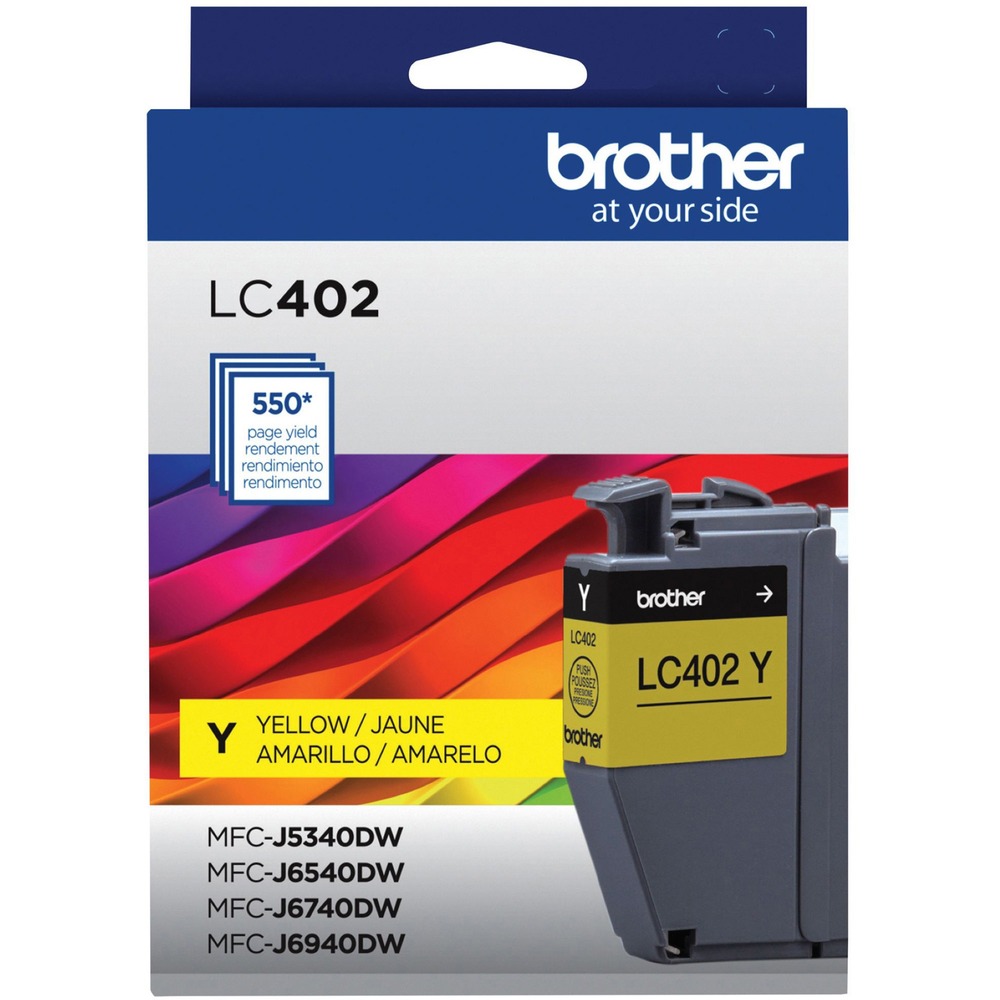 BRTLC402YS - Brother Genuine ink is intelligently engineered to work seamlessly with your Brother color inkjet printer to deliver results and reliable performance. It produces sharp prints and vivid colors that withstand the test of time. This standard-yield ink cartridge delivers high-quality prints, reliable page yields and exceptional value. It is designed for use with Brother Color Inkjet All-In-One printers MFC-J5340DW, MFC-J6540DW, MFC-J6740DW and MFC-J6940DW. Ink cartridge yields approximately 550 pages.