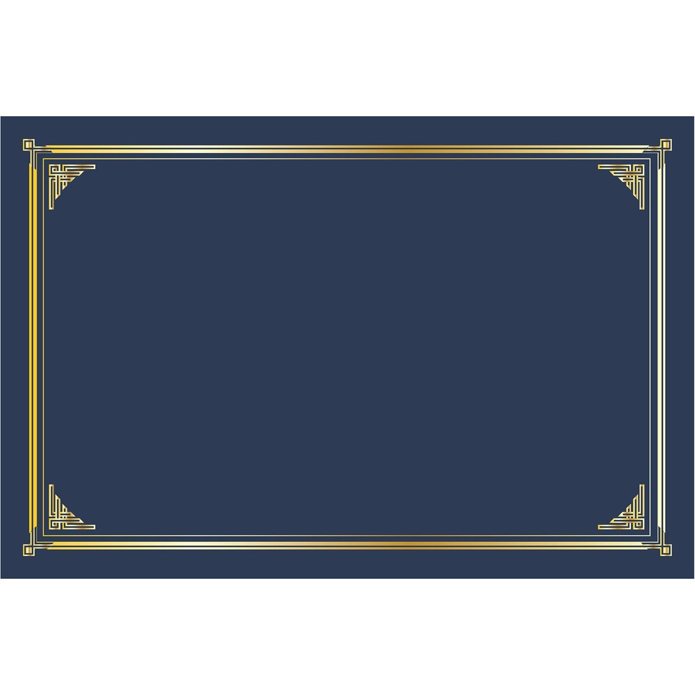 GEO48761 - High-quality Mini Certificate Covers are the perfect way to present Geographics 2-Up Award Certificates. They are made from premium, 80 lb. textured linen cover stock for long-lasting use. Gold foil border creates a classy, sophisticated look that lets your accomplishments stand out. They are great for school awards, award certificates, diplomas or photos. Slip your 2-Up certificate or other document into the die-cut slots for easy display. Mini size is great for smaller documents (5.5" x 8.5").