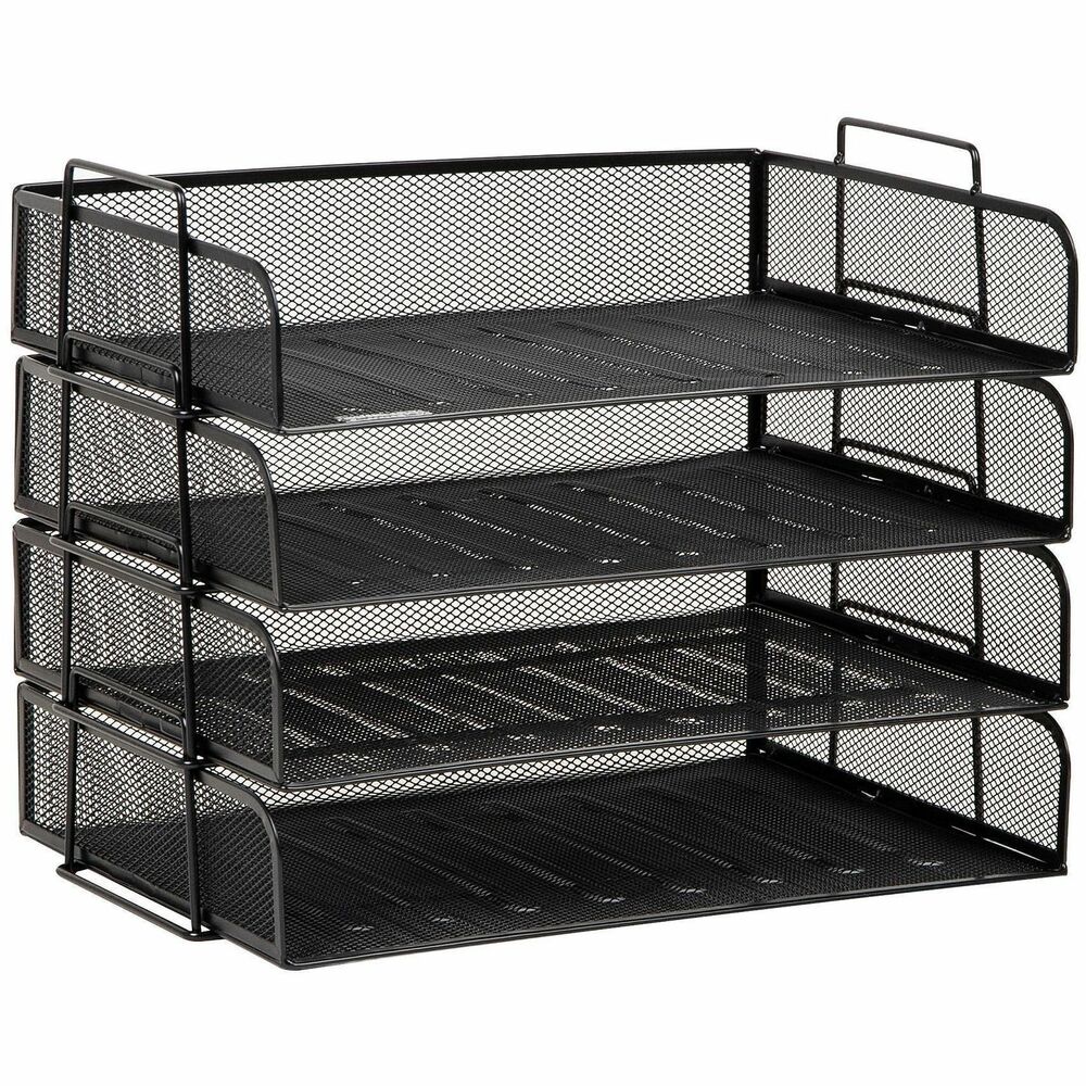 EMSDSTACK4BLK - Mind Reader Four-Tiered Stackable Paper Trays combine style with function to efficiently organize letter-size documents, folders and mail for cleaner desktops. Durable, steel-mesh material offers visibility, strength and easy-access to contents while standing up to daily use. Use trays stacked vertically to save space or separated to organize multiple areas of your office, home or classroom.