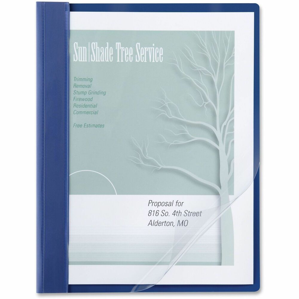 ACC26102 - Water-resistant, front report cover gives your reports and presentation handouts a professional appearance. Vinyl front cover clearly displays your custom title page. Metal fastener holds up to 100 sheets of paper.   